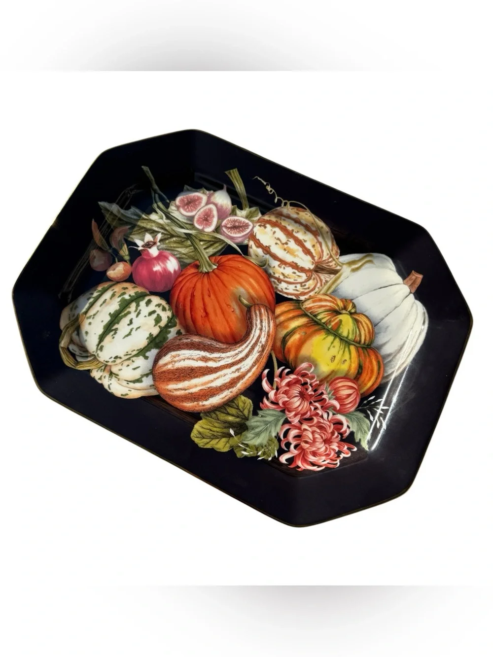 Williams Sonoma Harvest Pumpkin Octagonal Serving Platter Retired Fall Decor 17”